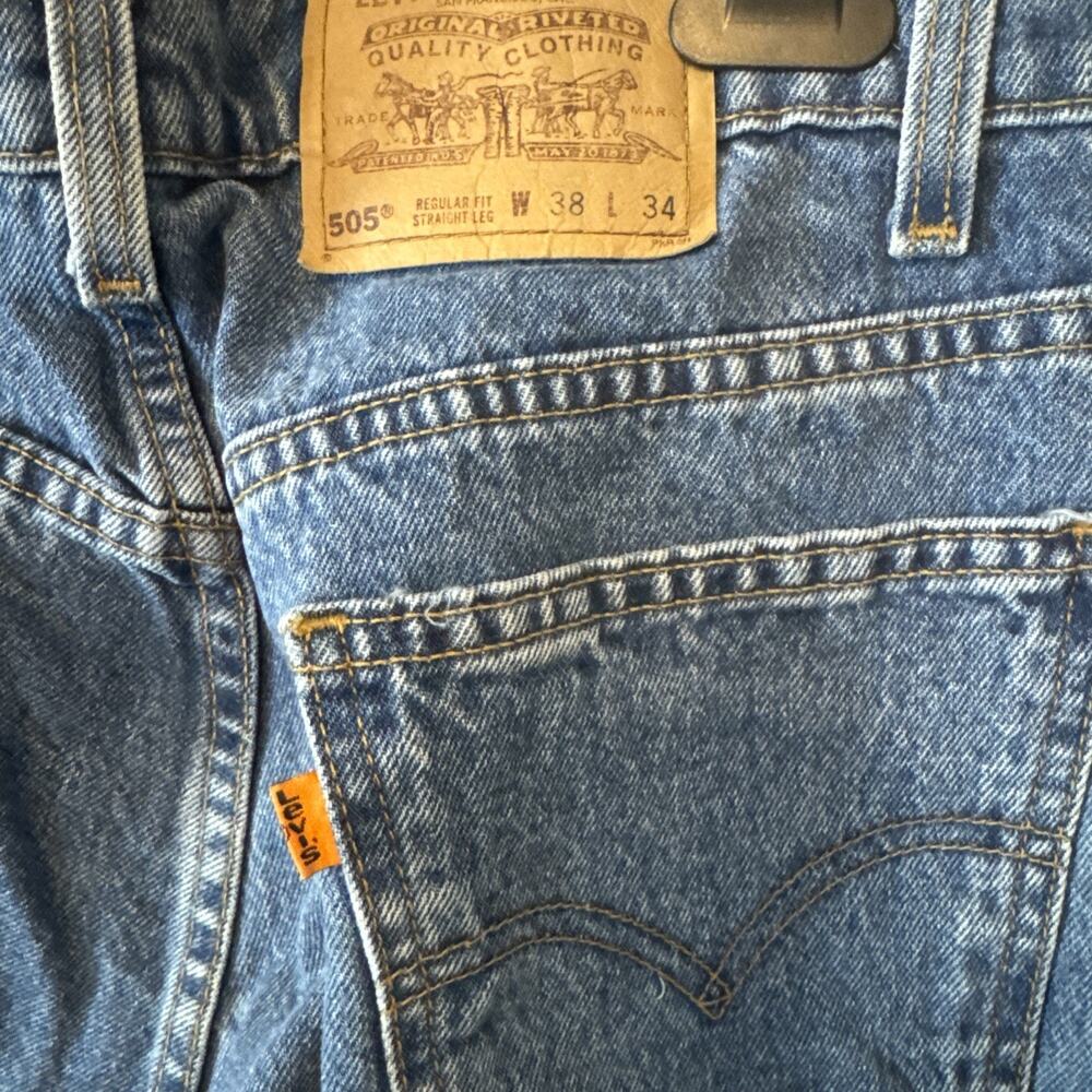 Levi’s 505 Orange‎ Tab Jeans 80’s W38 Straight Leg Vintage Denim 34 Inseam